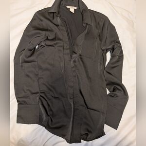 H&M Satin Dress Shirt Black Size XS
